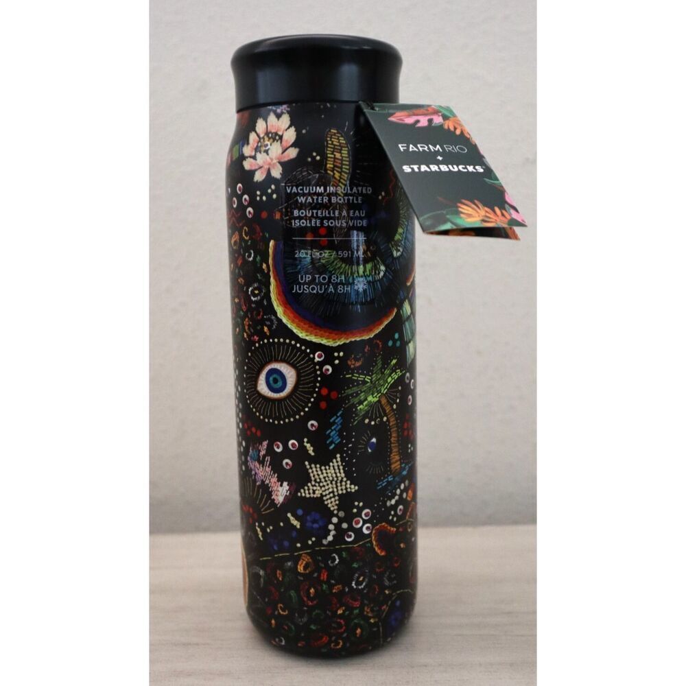 Farm Rio +Starbucks Black 20oz Vacuum Insulated Water Bottle Tumbler Summer '25